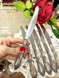 Десертные ножи "Классик" Режевский Механический завод. мнц с серебрением и нерж.металл (лезвие) СССР. Картинка 4